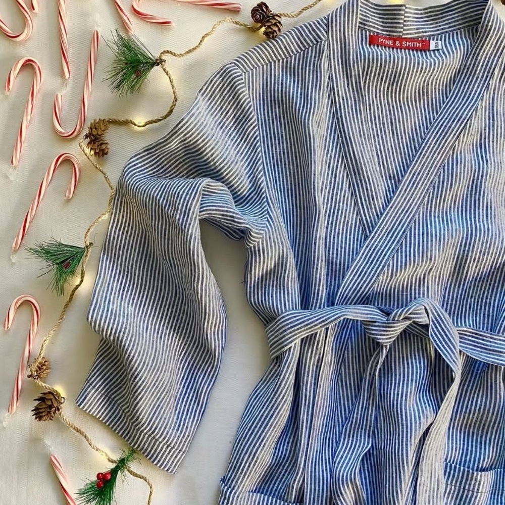 Pyne & Smith cosette stripe linen robe - Picture 2 of 4